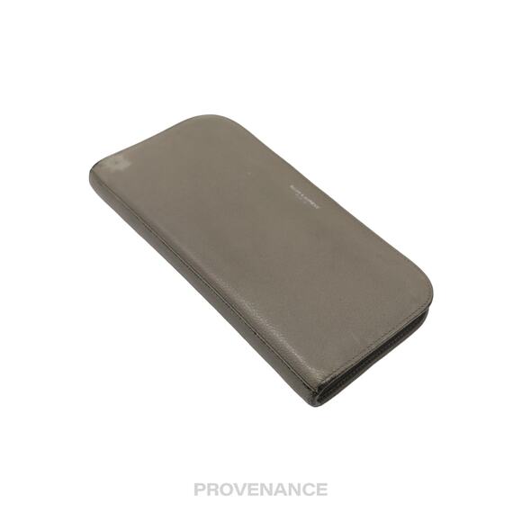 🔴 Saint Laurent Paris SLP Zip Long Wallet - Grey Leather - Picture 3 of 8